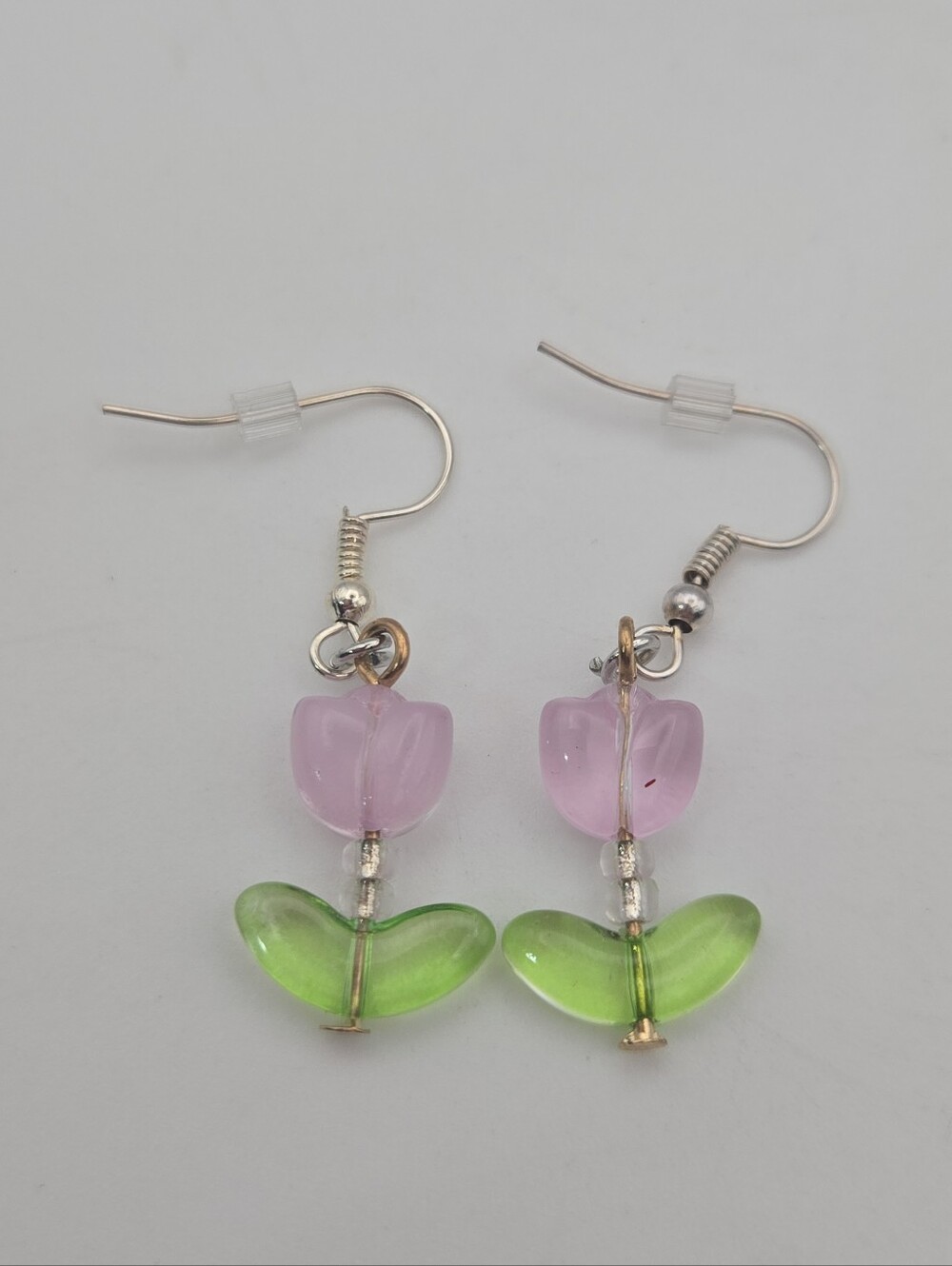 Handmade Light Purple Tulip Flower Dangle Earrings Spring Floral Earring